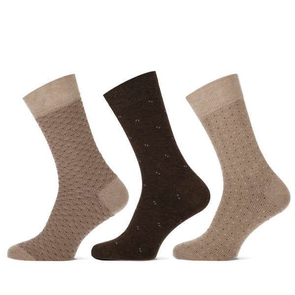 Teckel - Herensokken - Fashion - Diego / Navy - Beige   3 Pack