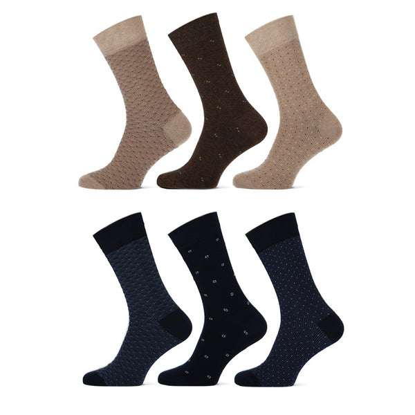 Teckel - Herensokken - Fashion - Diego / Navy - Beige   3 Pack