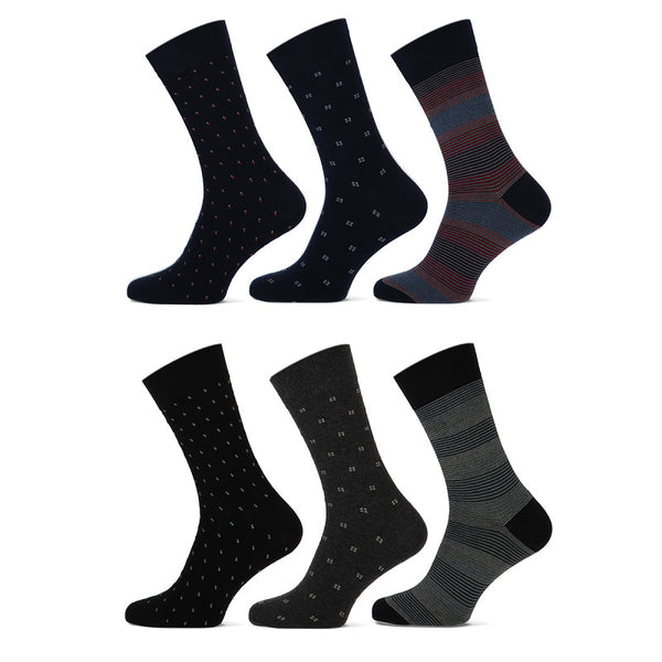 Teckel - Herensokken - Fashion - Flecks / Navy - Zwart   3 Pack