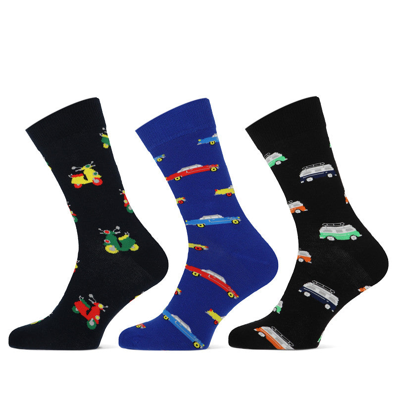 Teckel - Limited Edition - Herensokken - Car / Zwart Navy Blauw   3 Pack