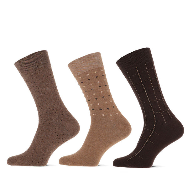 Teckel - Herensokken - Fashion - Lizel / Bruin - Navy - Zwart     3 Pack