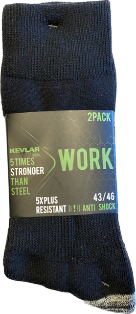 Work - Werksokken - Kevlar / Zwart   2 Pack