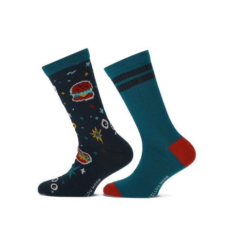 Yellow Moon - Kindersokken - Design Bight One / Petrol - Groen  2 Pack