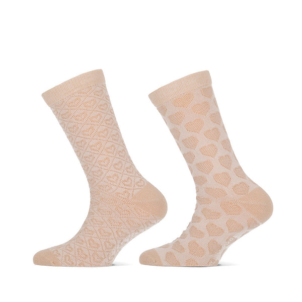 Yellow Moon - Kids - Design - Hearts Ajour / White - OffWhite - Beige   2 Pack