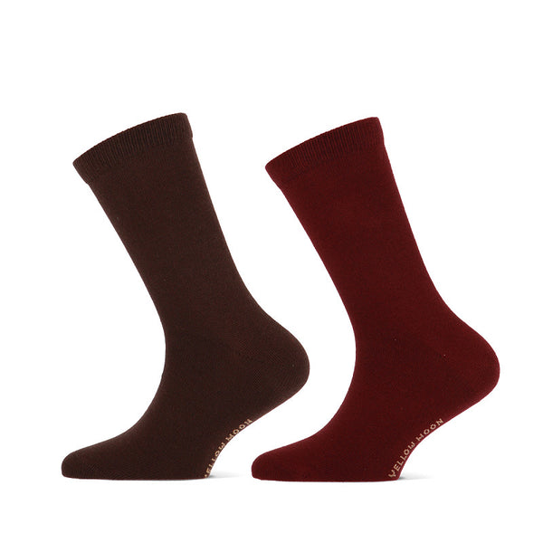 Yellow Moon - Kindersokken - Effen / Marine - Nude Pink - Olive - Brown    2 Pack