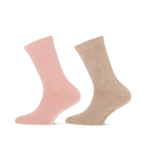 Yellow Moon - Kindersokken - Effen / Marine - Nude Pink - Olive - Brown    2 Pack