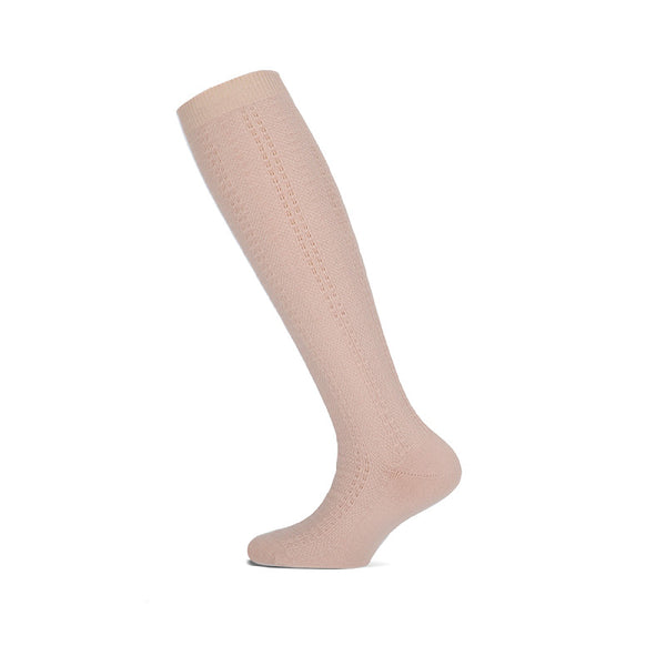 Yellow Moon - Kniekousen Ribbel Ajour / Licht Beig Mel - Nude Roze