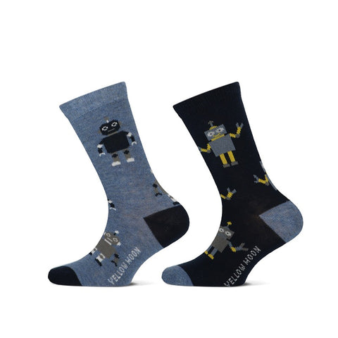 Yellow Moon - Kindersokken - Design Robots/ Marine-Jeans    2 Pack