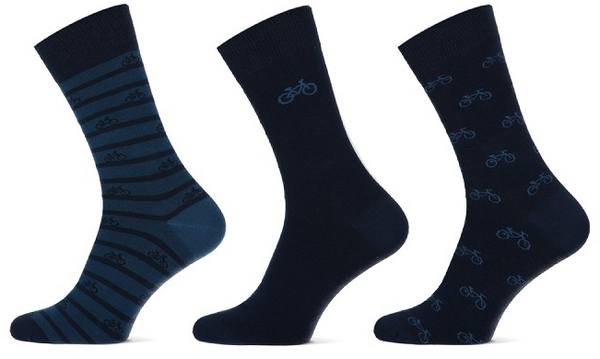 Teckel - Herensokken - Fashion - Fiets  / Navy Mix - Blauw Mix  3 Pack