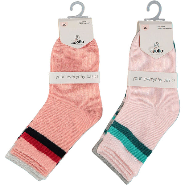 Apollo - Baby Sokken - Gestreept Design Roze 3 Pack