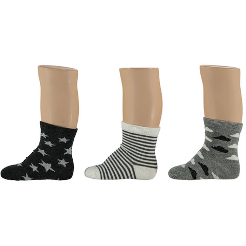 Apollo - Baby - Sokken - Met Wolkjes en Sterren/Antraciet 3 Pack