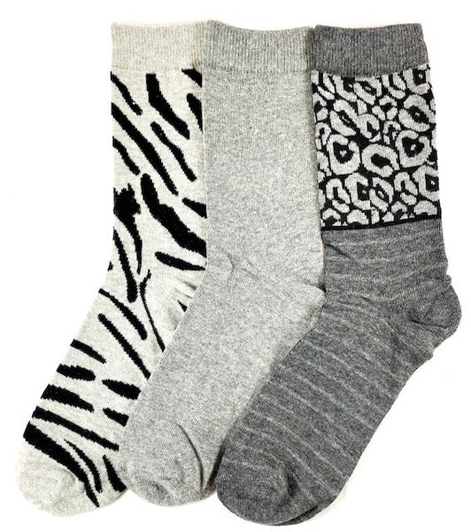 Inter Socks - Damessokken - Fashion / Donker Karamel - Grijs 3 Pack