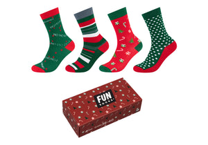 Camano - Fun Socks - Gift Box - Kerst Heren / Verdant Green 4 Paar