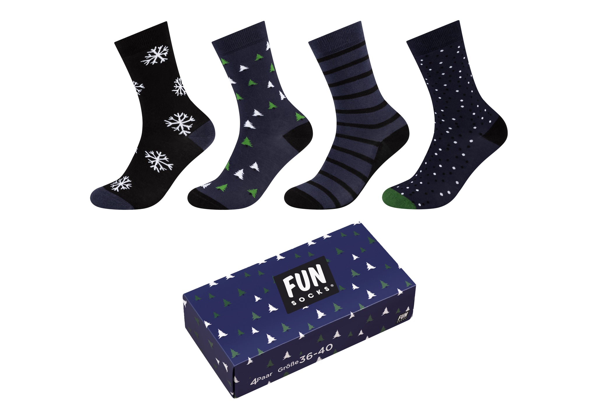 Camano - Fun Socks - Gift Box - Kerst Heren / Medieval Blue 4 Paar
