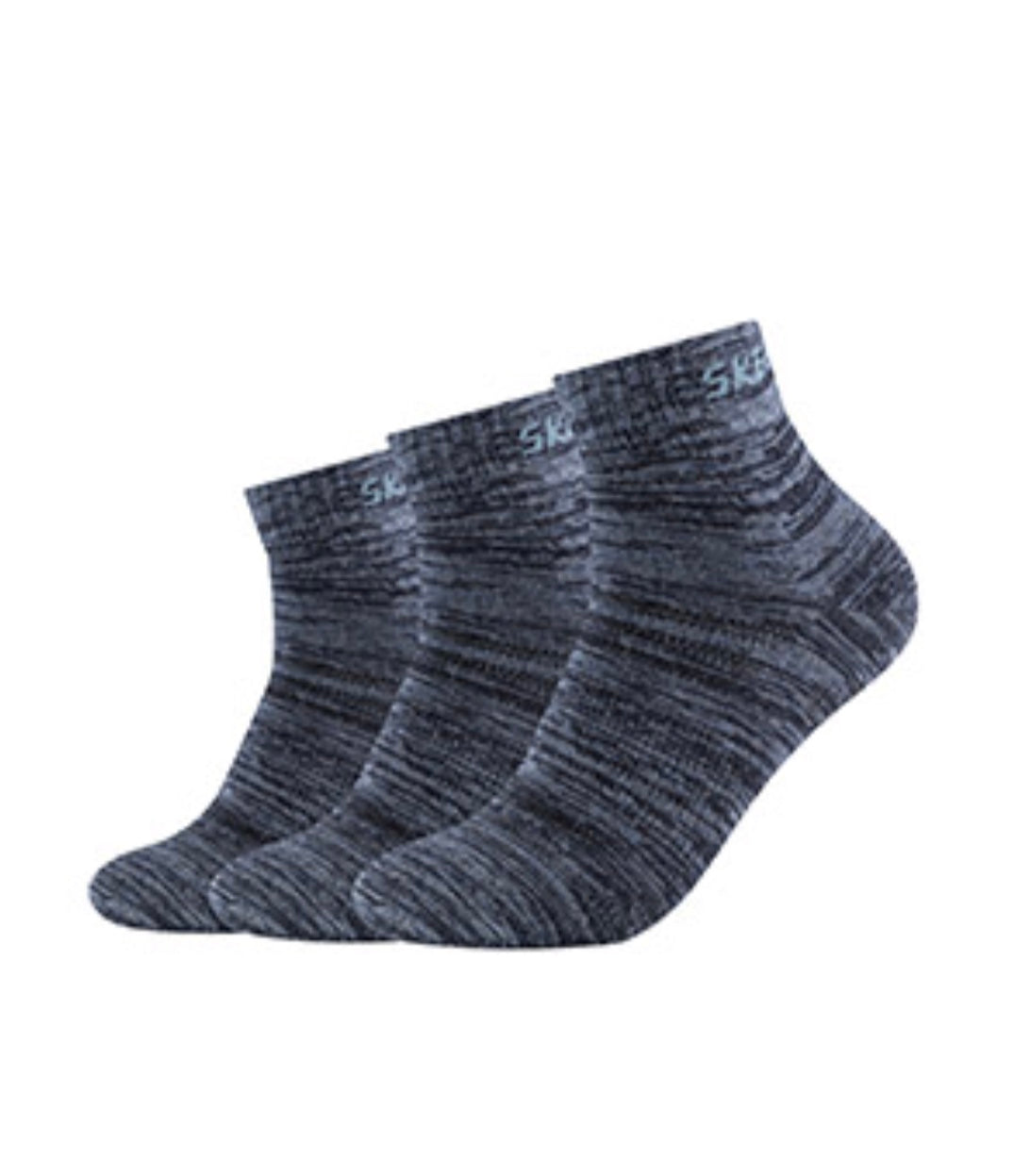 Skechers Quarter - Mesh Ventilation Socks - Jeans   Dark Olive 3 Pack