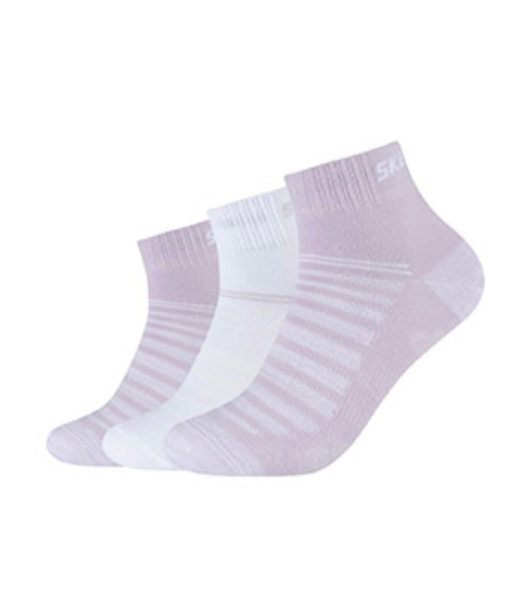 Skechers Basic Quarter Fashion - Mesh Ventilation socks - Pastel Lila 3 Pack