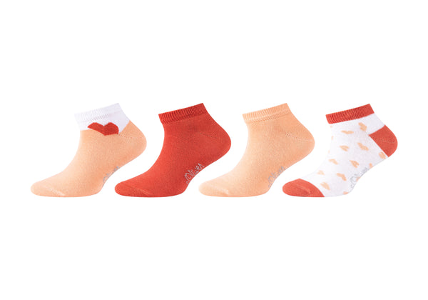 S.Oliver - Kinderen - Sneakersokken Organische Katoen/ Gevlekt - Gestreept - Hartjes  4 Pack