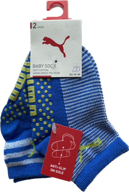 Puma Baby Sock - Antislip /Blue Green 2 Pack