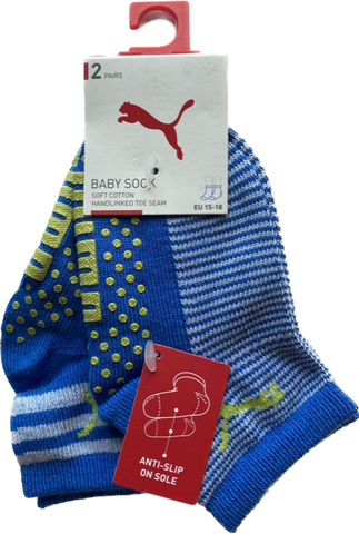 Puma Baby Sock - Antislip /Blue Green 2 Pack
