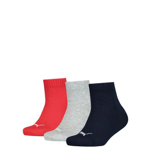 Puma - Kids - Quartersokken - Effe Kleuren Seasonal / Navy-Rood 3 Pack