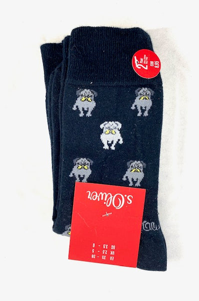 S.Oliver - Lange Sokken - Honden Design /  Zwart - Navy   2 Pack