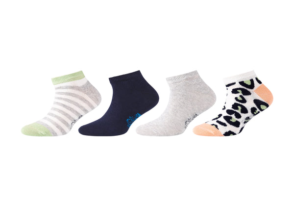 S.Oliver - Kinderen - Sneakersokken Organische Katoen/ Gevlekt - Gestreept - Hartjes  4 Pack