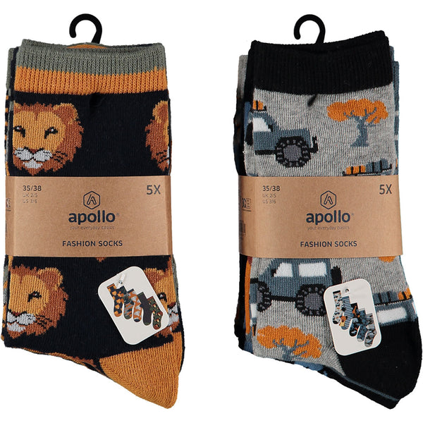 Apollo- Kindersokken - Design / Leeuw 5 Pack