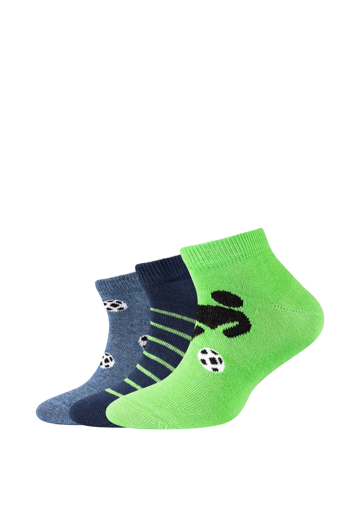 Camano - Kinds - sneakersokken - Voetbal/ Green Flash 3 Pack