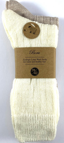 Boru - Damessokken - Lamswol / Ecru - Antracit - L Grijs - Zwart    2 Pack