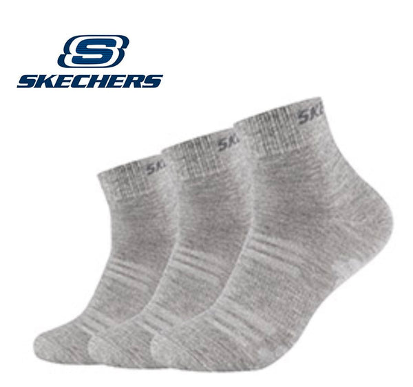Skechers - Basic Quarters - Mesh Ventilation - Zwart  Wit  Grijs  Navy 3 Pack
